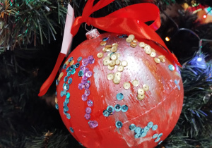 ozdoba choinkowa bombka ręcznie malowana
